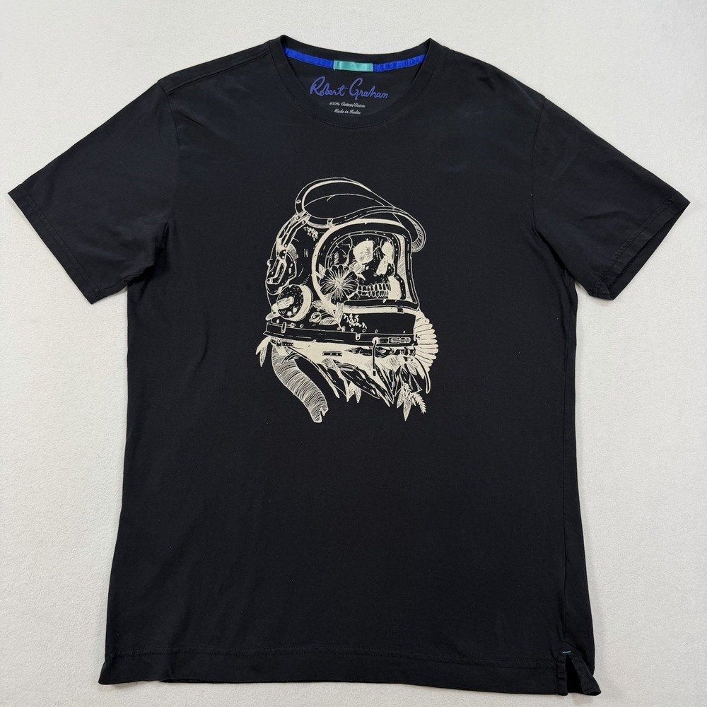 Robert‎ Graham Shirt Mens Medium Black Skull Graphic Print 100% Cotton